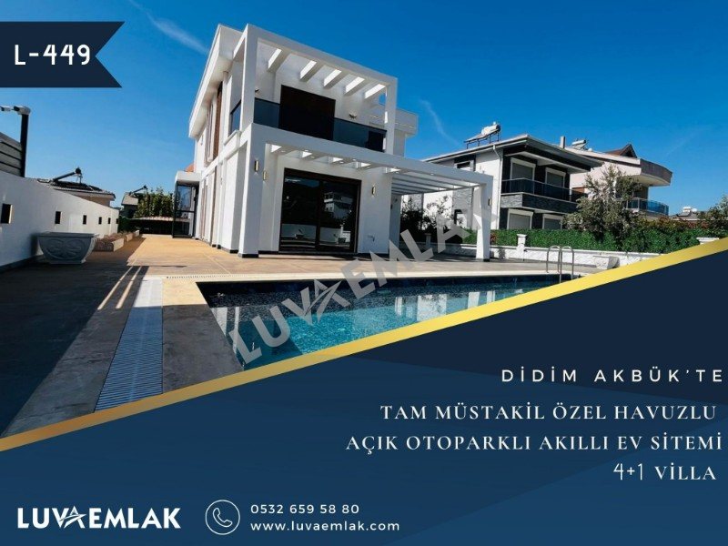 DİDİM AKBÜK'TE TAM MÜSTAKİL ÖZEL HAVUZLU AÇIK OTOPARKLI 4+1 VİLLA