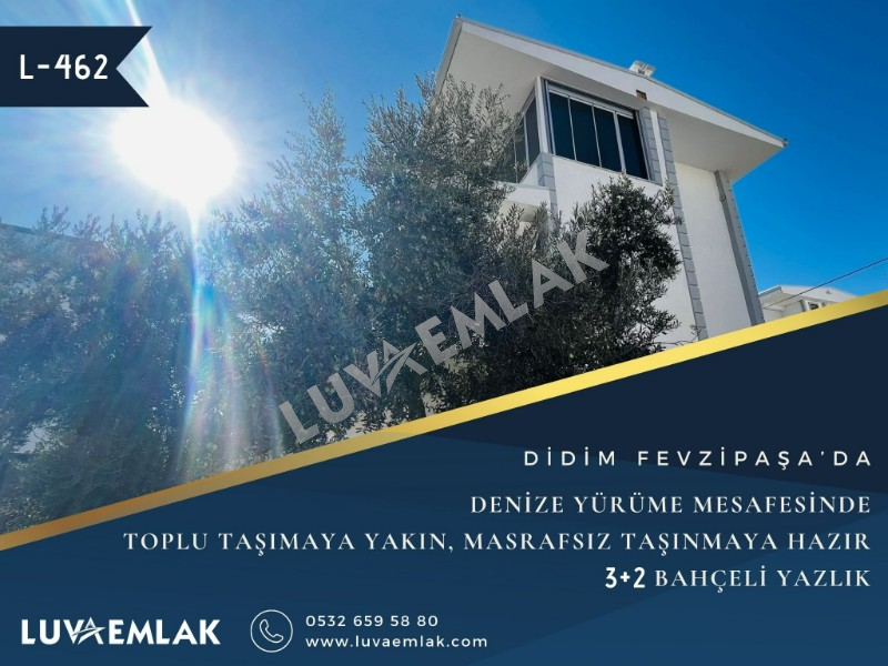 DİDİM FEVZİPAŞA'DA DENİZE YÜRÜME MESAFESİNDE MÜSTAKİL BAHÇELİ 3+2 YAZLIK