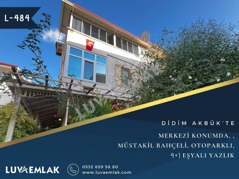 DİDİM AKBÜK'TE MERKEZİ KONUMDA MÜSTAKİL BAHÇELİ DENİZ MANZARALI 4+2 YAZLIK