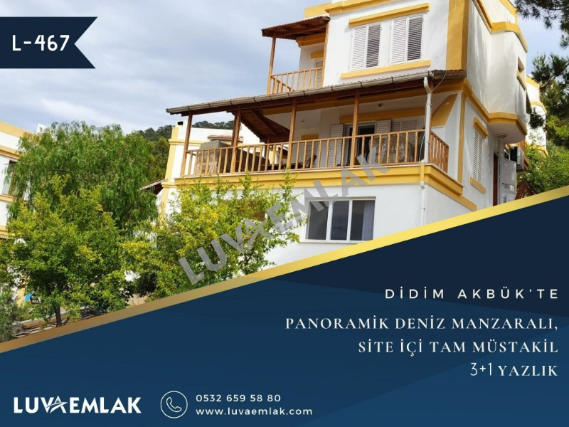 DİDİM AKBÜK'TE PANORAMİK DENİZ MANZARALI SİTE İÇİ TAM MÜSTAKİL MASRAFSIZ 3+1 YAZLIK