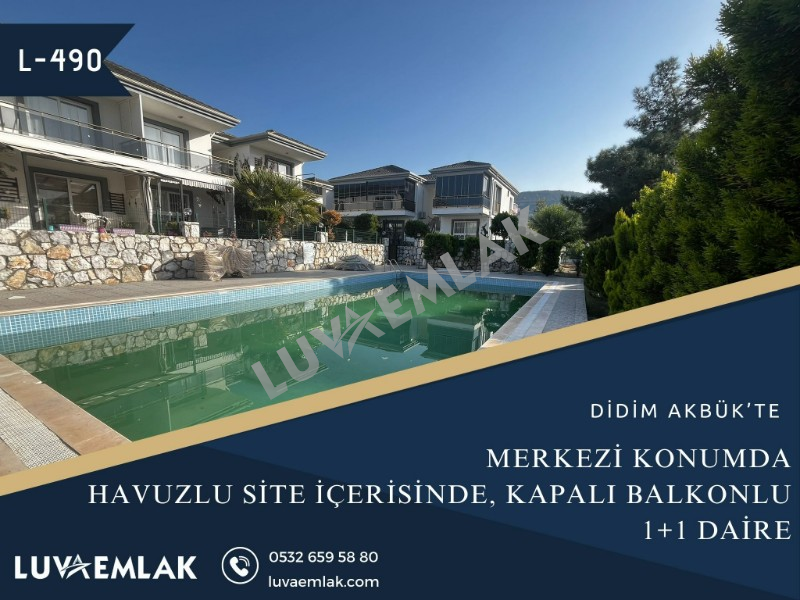 DİDİM AKBÜK’TE MERKEZİ KONUMDA HAVUZLU SİTE İÇERİSİNDE SATILIK 1+1 DAİRE