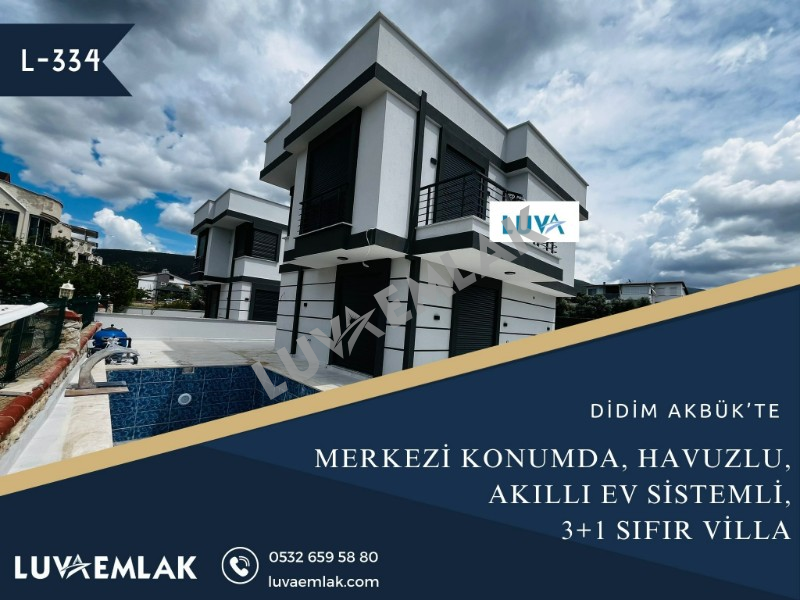 DİDİM AKBÜK'TE MERKEZİ KONUMDA HAVUZLU SIFIR 3+1 VİLLA