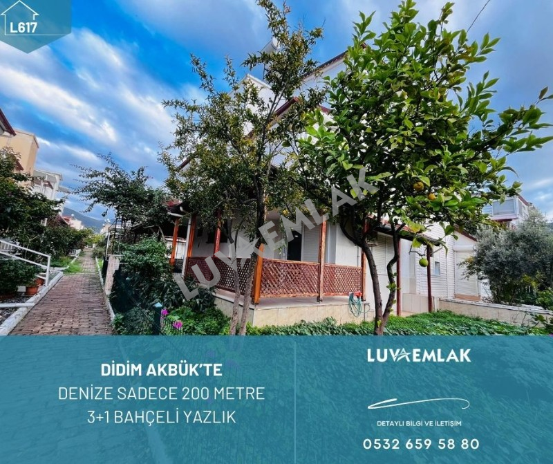 DİDİM AKB&Uuml;K'TE DENİZE 200 METRE MESAFEDE K&Ouml;ŞE KONUM DENİZ MANZARALI YAZLIK