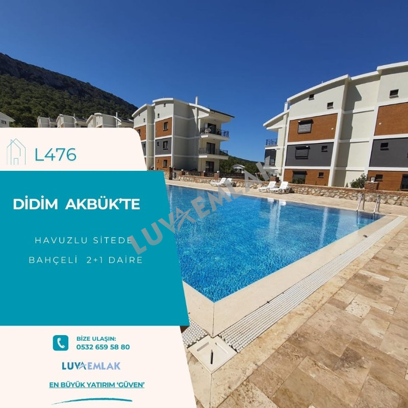 DİDİM AKB&Uuml;K'TE HAVUZLU SİTEDE BAH&Ccedil;ELİ 2+1 DAİRE