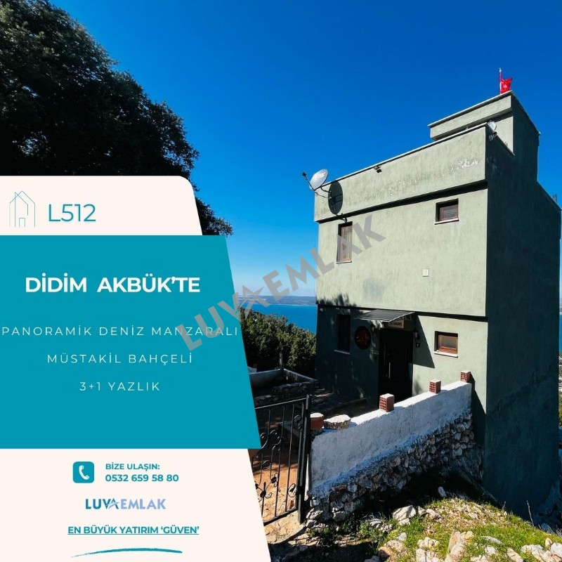 DİDİM AKB&Uuml;K'TE PANORAMİK DENİZ MANZARALI BAH&Ccedil;ELİ 3+1 YAZLIK