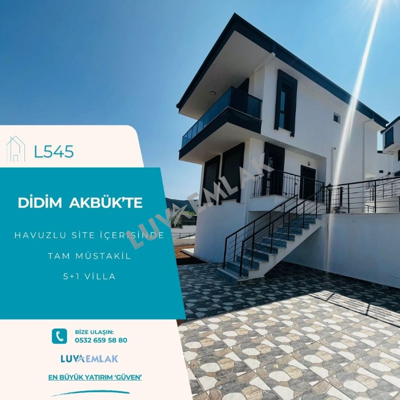 DİDİM AKB&Uuml;K&rsquo;TE DOĞA MANZARALI SİTE İ&Ccedil;İ TAM M&Uuml;STAKİL 5+1 SIFIR VİLLA