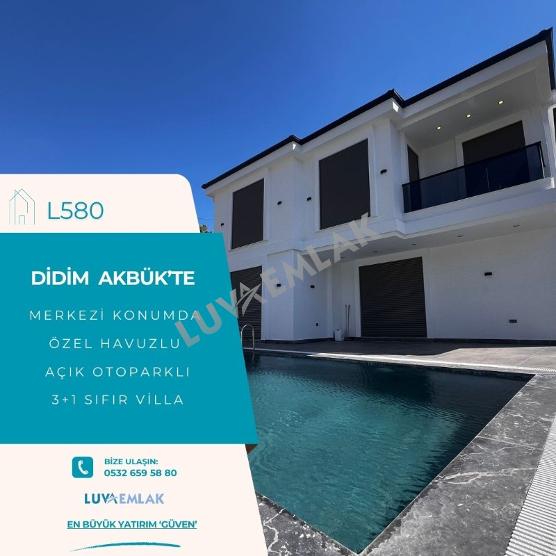 DİDİM AKB&Uuml;K'TE &Ouml;ZEL HAVUZLU DOĞA MANZARALI 3+1 SIFIR VİLLA